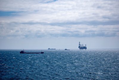 Offshore platform with some ships in the Baltic Sea