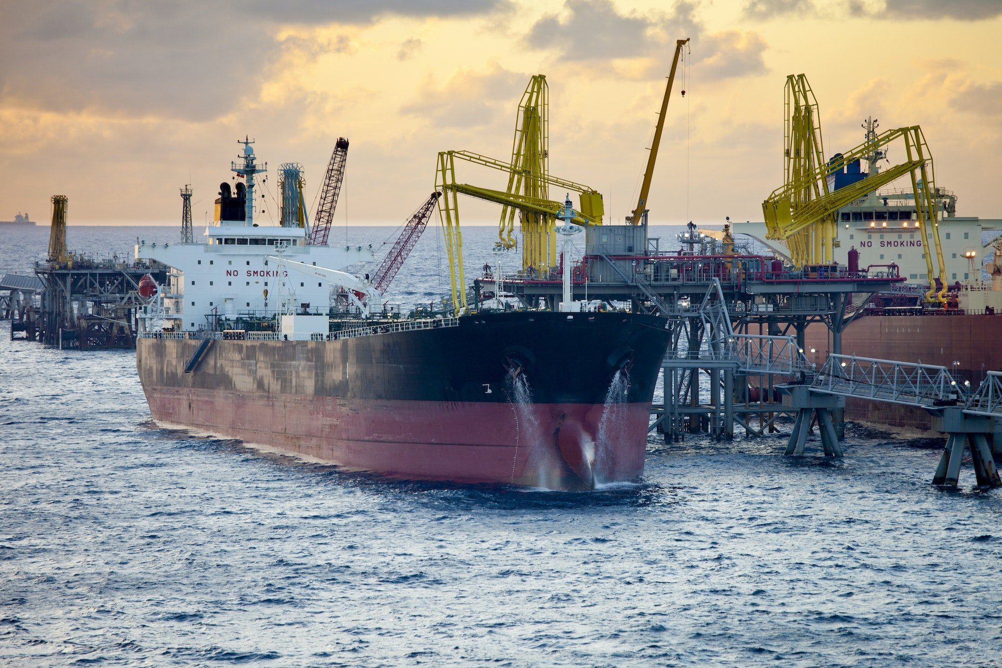 oil tankers unloading