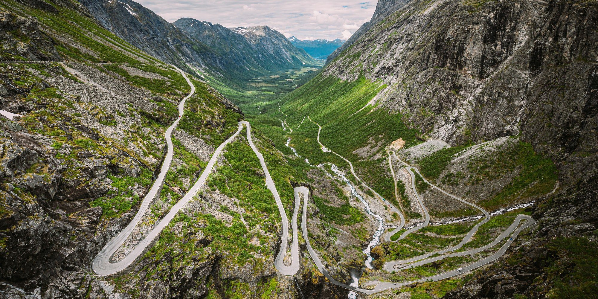 Trollstigen, Andalsnes, Norway. Serpentine Mountain Road Trollstigen. Famous Norwegian Landmark And