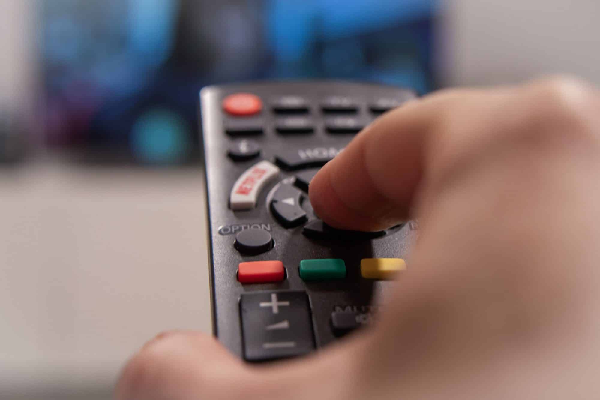 TV remote control, switches channels