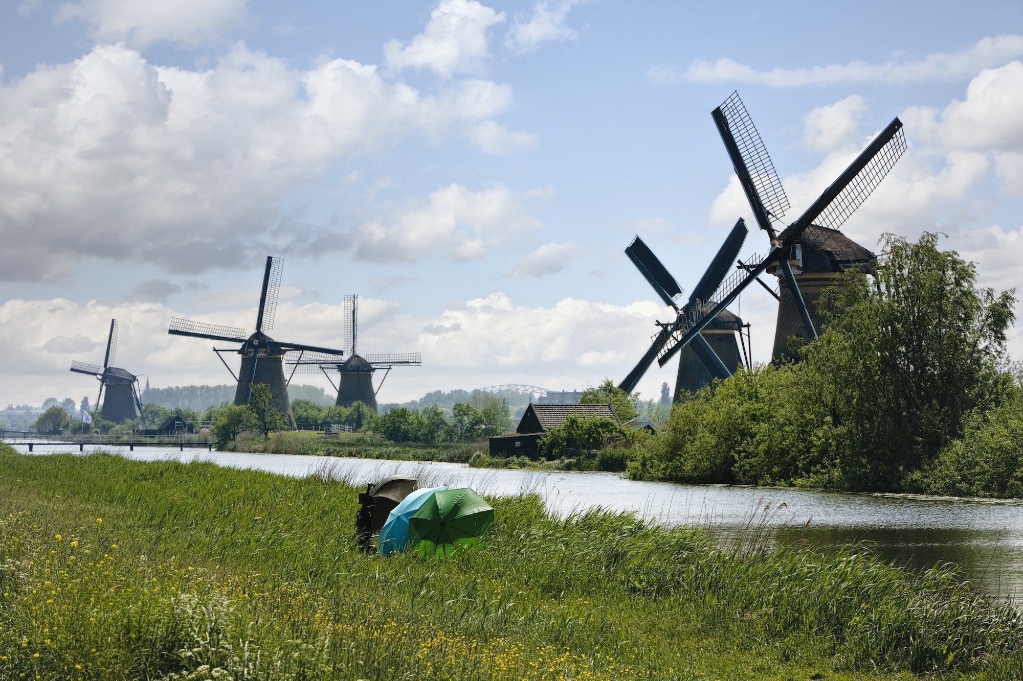 Windmills in Dutch Countryside